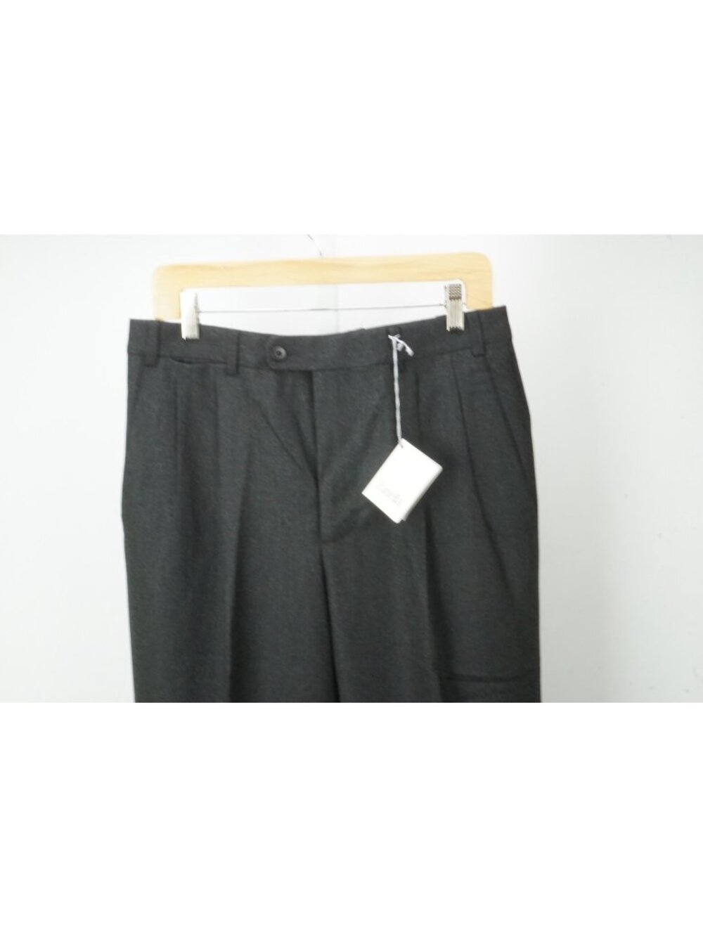 Zanella Bogart Charcoal Gray Flannel Loro Piana Wool Dress Pants 48 EU NEW